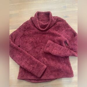 Stretchy Plush Maroon Cowl Neck Sweater